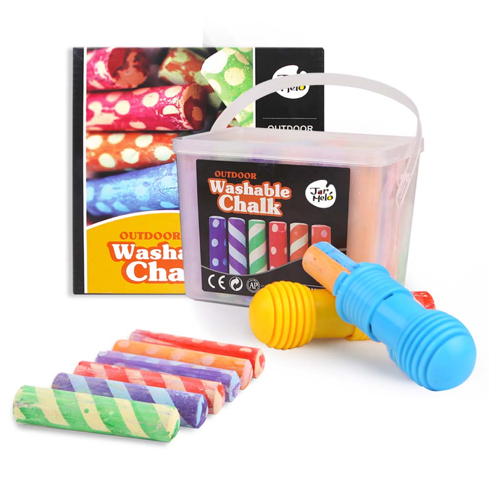 Jar Meló - Jumbo Sidewalk Chalk with Holders - 24 Colour Washable Kit