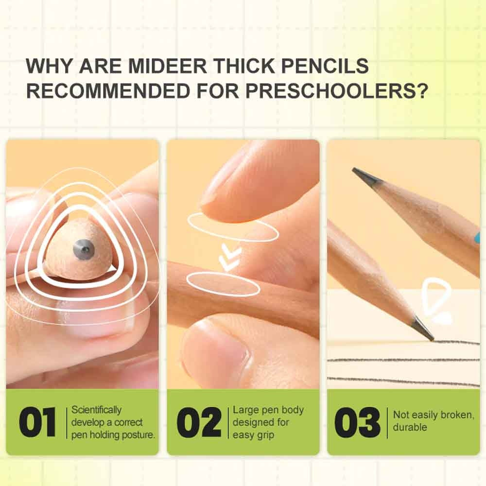Mideer - Triangular HB Pencils 18-Pack - Correct Pencil Grip for for Early Writing