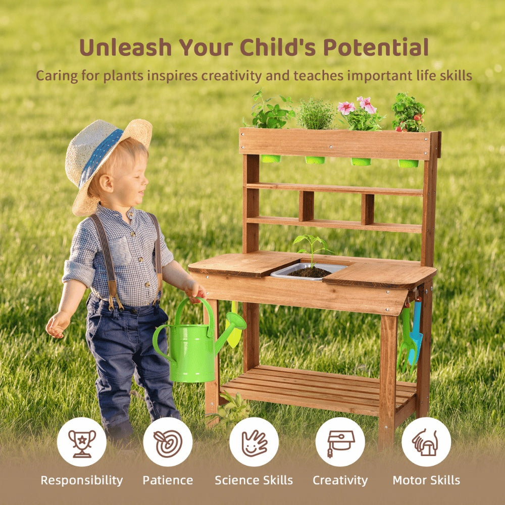 TookyToy - Kids Outdoor Potting Bench Mud Kitchen with Removable Sink