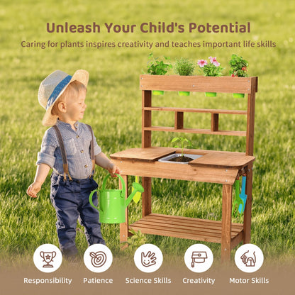 TookyToy - Kids Outdoor Potting Bench Mud Kitchen with Removable Sink