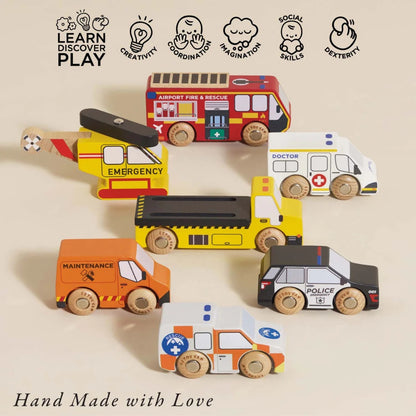 Le Toy Van - Wooden Emergency Helicopter & Rescue Toy Cars