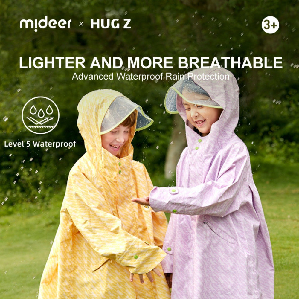Mideer - Kids Raincoat with Hidden Bag Space - Wheat Yellow (M)
