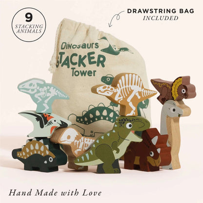 Le Toy Van - Wooden Jurassic Stacking Dinosaurs & Bag - 10pcs