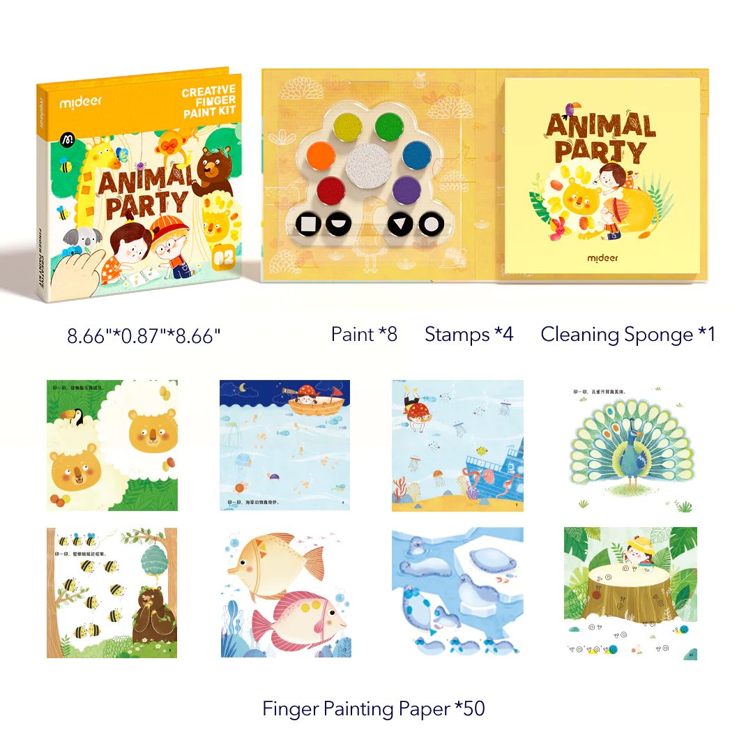 Mideer - Mideer Creative Finger Paint Kit - Animal Party
