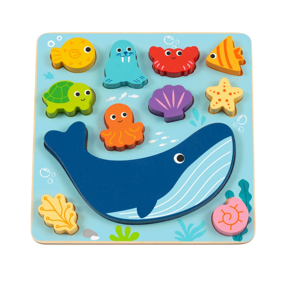 hi Pando - 2-in-1 Wooden Balancing Game and Puzzle: Ocean 12 Pieces