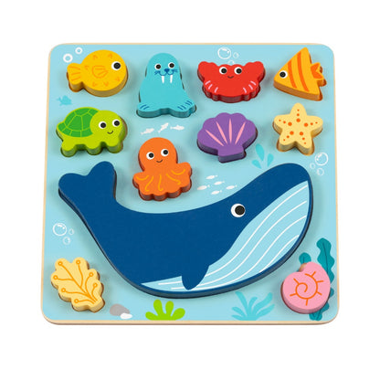 hi Pando - 2-in-1 Wooden Balancing Game and Puzzle: Ocean 12 Pieces