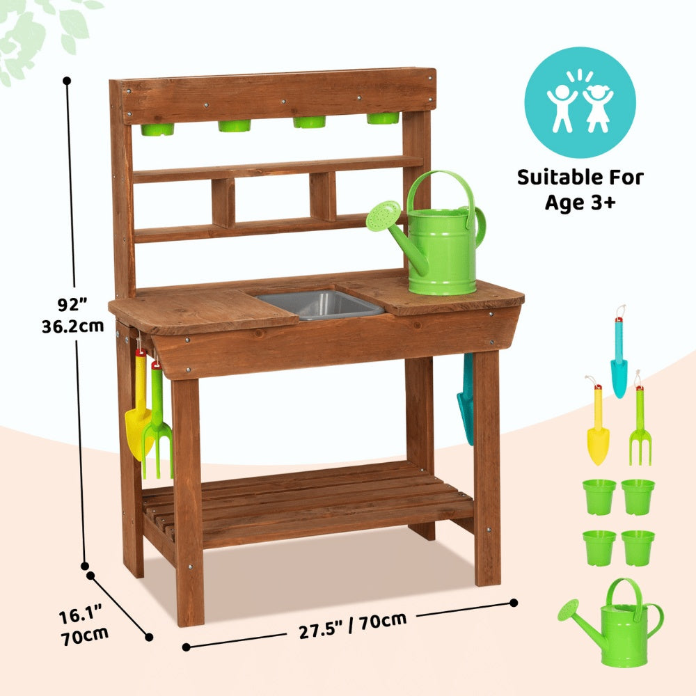 TookyToy - Kids Outdoor Potting Bench Mud Kitchen with Removable Sink