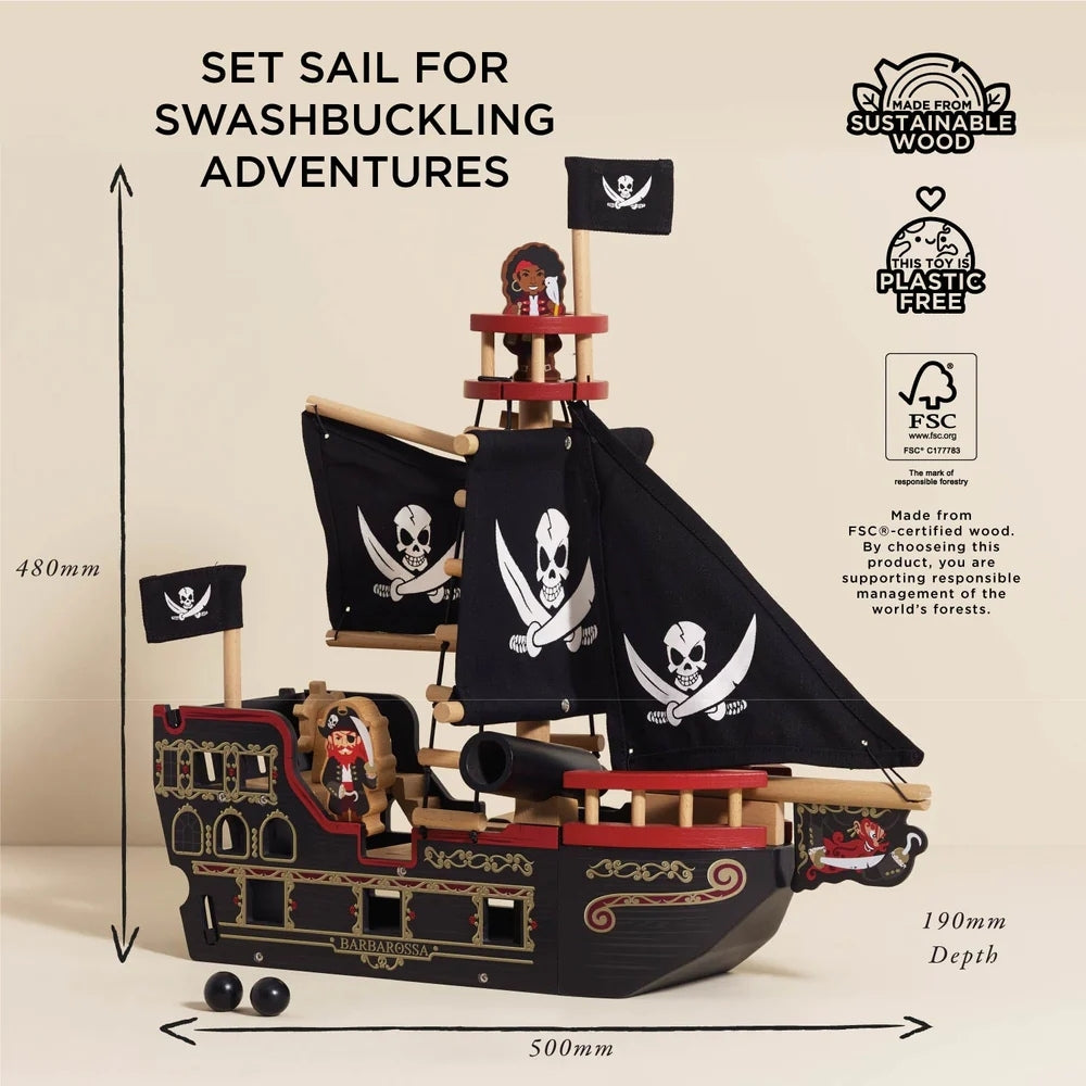 Le Toy Van - Barbarossa Wooden Pirate Ship & Characters