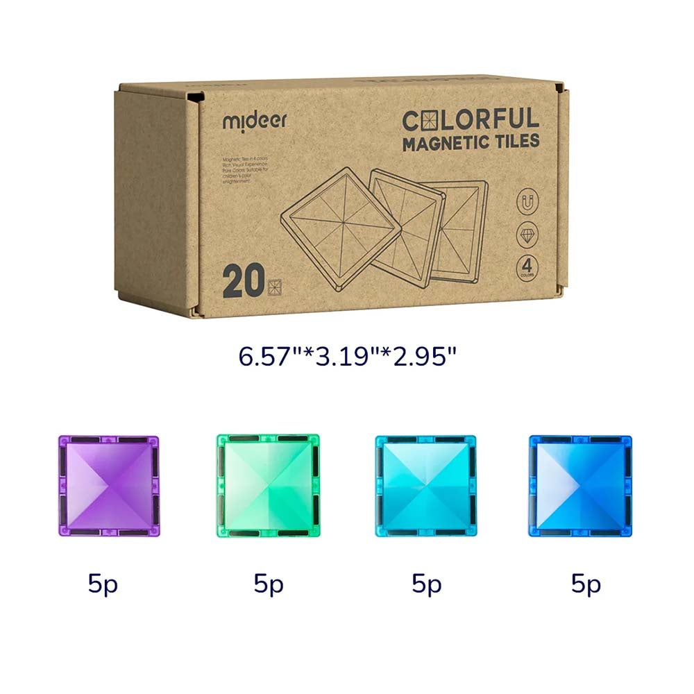 Mideer - Colourful Magnetic Tiles Cold Colour - 20pcs