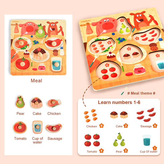 Mideer - Wooden Peg Puzzle - Dinner Time