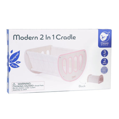 Classic World - Pretend & Play - 2-in-1 Modern Doll Cradle & Bed