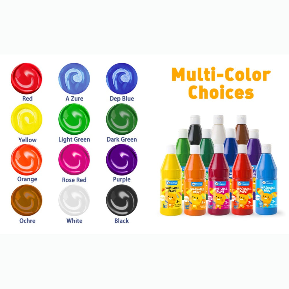 Jar Meló - Washable Paint Set for Kids - Non-Toxic Tempera Paint - 12 x 500ml