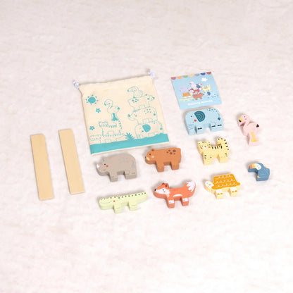 TookyToy - Wooden Stacking Animals Activity Toy