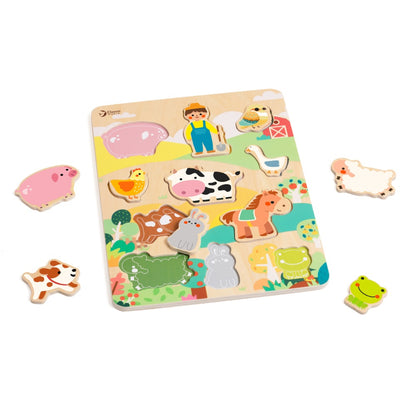 Classic World - Wooden Puzzle - Farm Animals - 12pcs