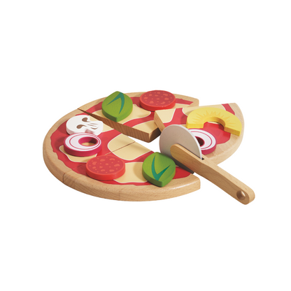 Le Toy Van - Wooden Pizza & Toppings with Slice Cutter - 13pcs