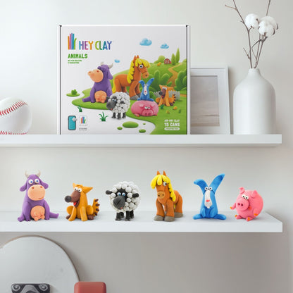 Hey Clay - Modelling Air-Dry Clay with Fun Interactive App - Animals, 15 cans