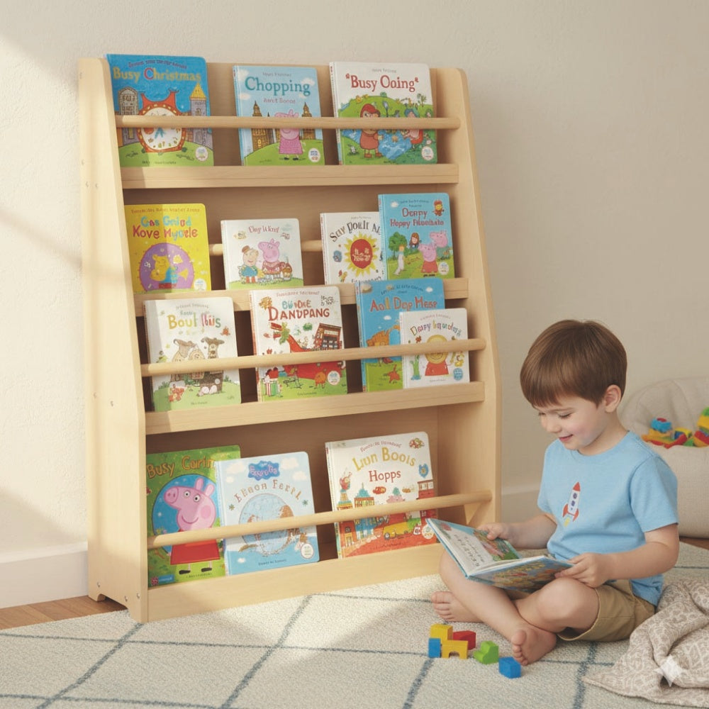 TookyToy - 3-Tier Kids Harley Bookshelf with Forward-Facing Display