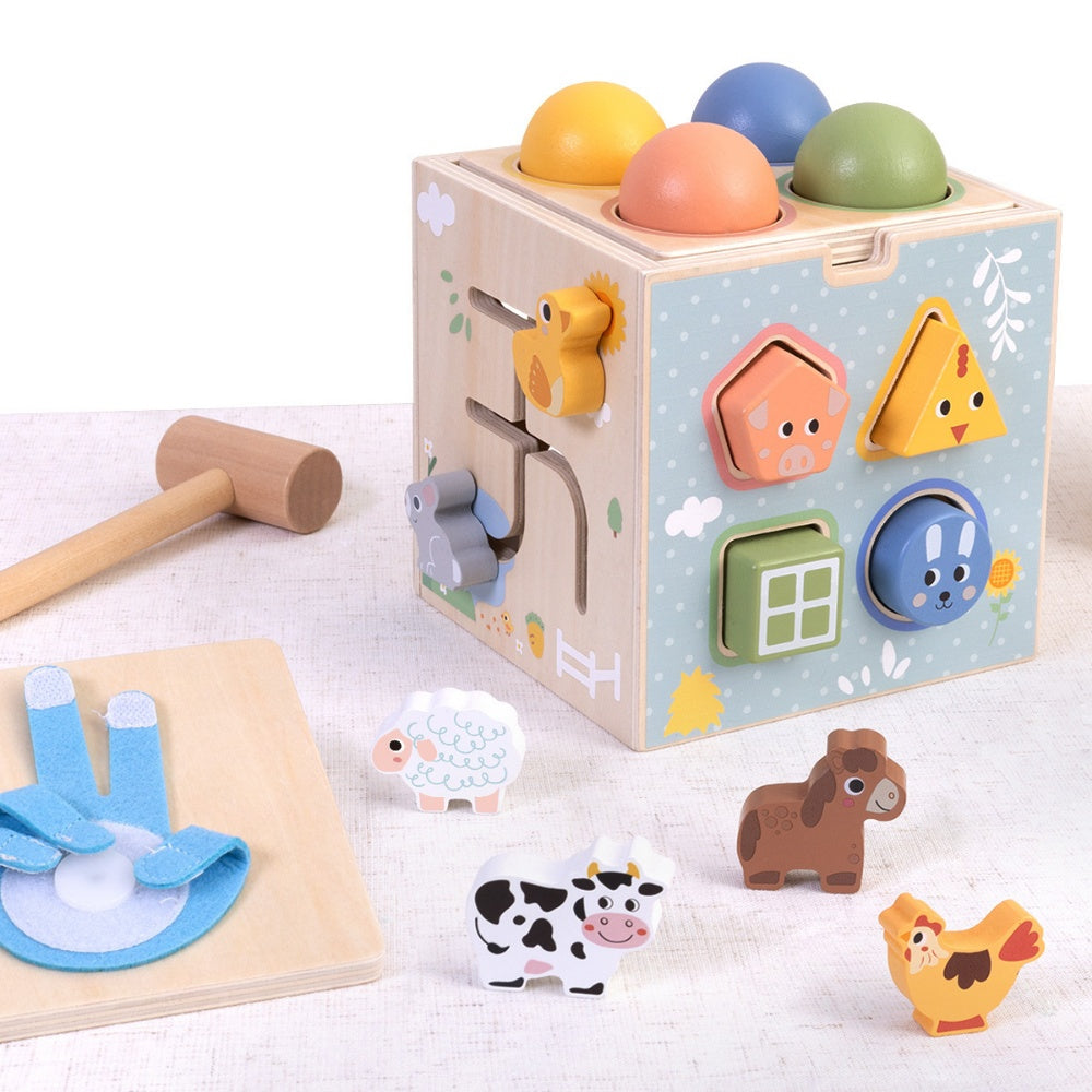 TookyToy - Wooden Play Cube Activity Toy