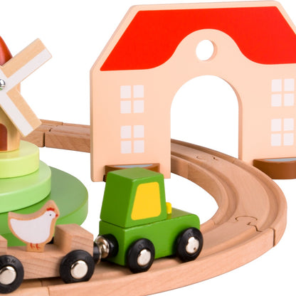 Classic World - Pretend & Play - Wooden Train Set - Small Farm - 28pcs