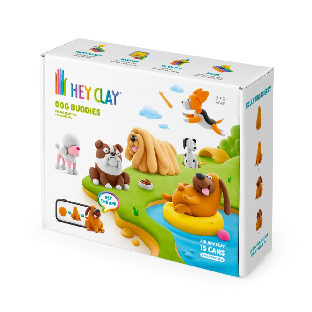 Hey Clay - Modelling Air-Dry Clay with Fun Interactive App - Dog Buddies, 15 cans