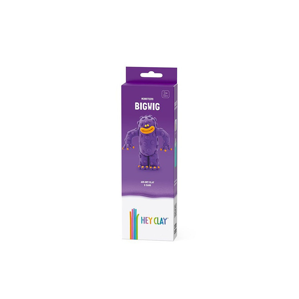 Hey Clay - Modelling Air-Dry Clay with Fun Interactive App - Bigwig, series Monsters, 3 cans-**