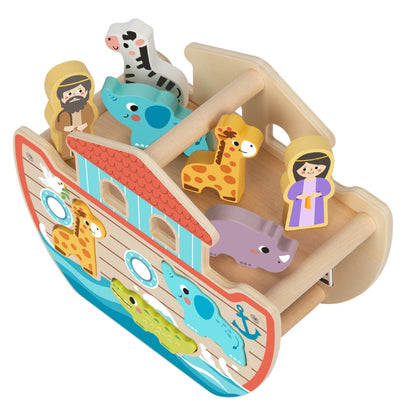 hi Pando - Wooden Noah's Ark Playset with Animal Figures - 15pcs