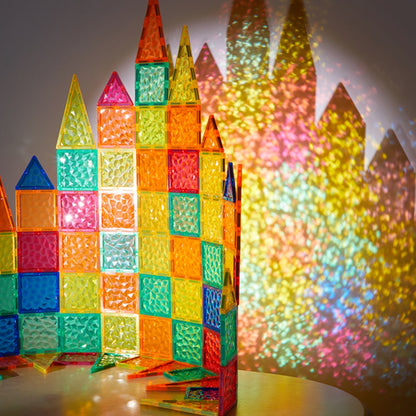 Mideer - Colourful Magnetic Tiles Building Set - Iridescent Rainbow - 90pcs