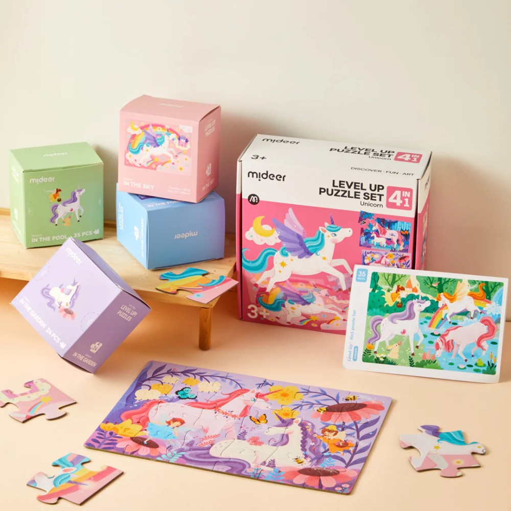 Mideer - Level Up Puzzles Set - 4-in-1 - Unicorn