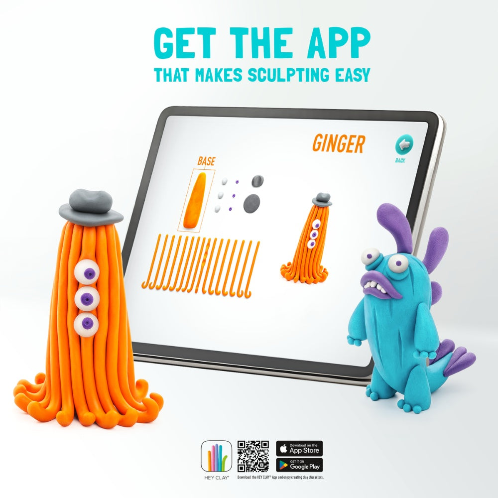 Hey Clay - Modelling Air-Dry Clay with Fun Interactive App - Beasts, 15 cans