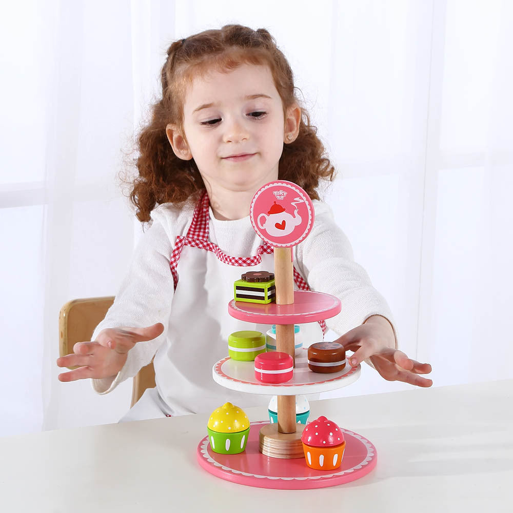 TookyToy - Pretend Play Pink Dessert Stand Toy Set - Motherhood