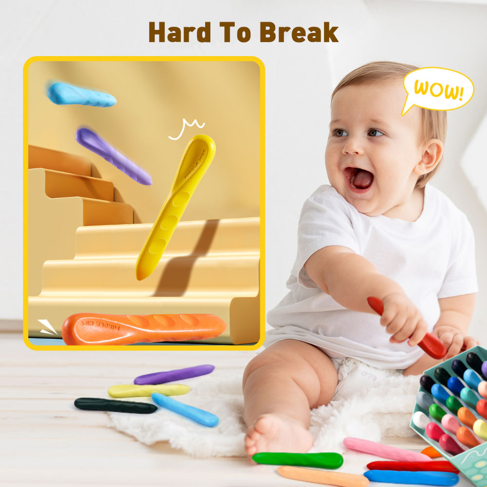 Jar Meló - Easy-Grip Beeswax Crayons - 12 Washable & Non-Toxic Colours