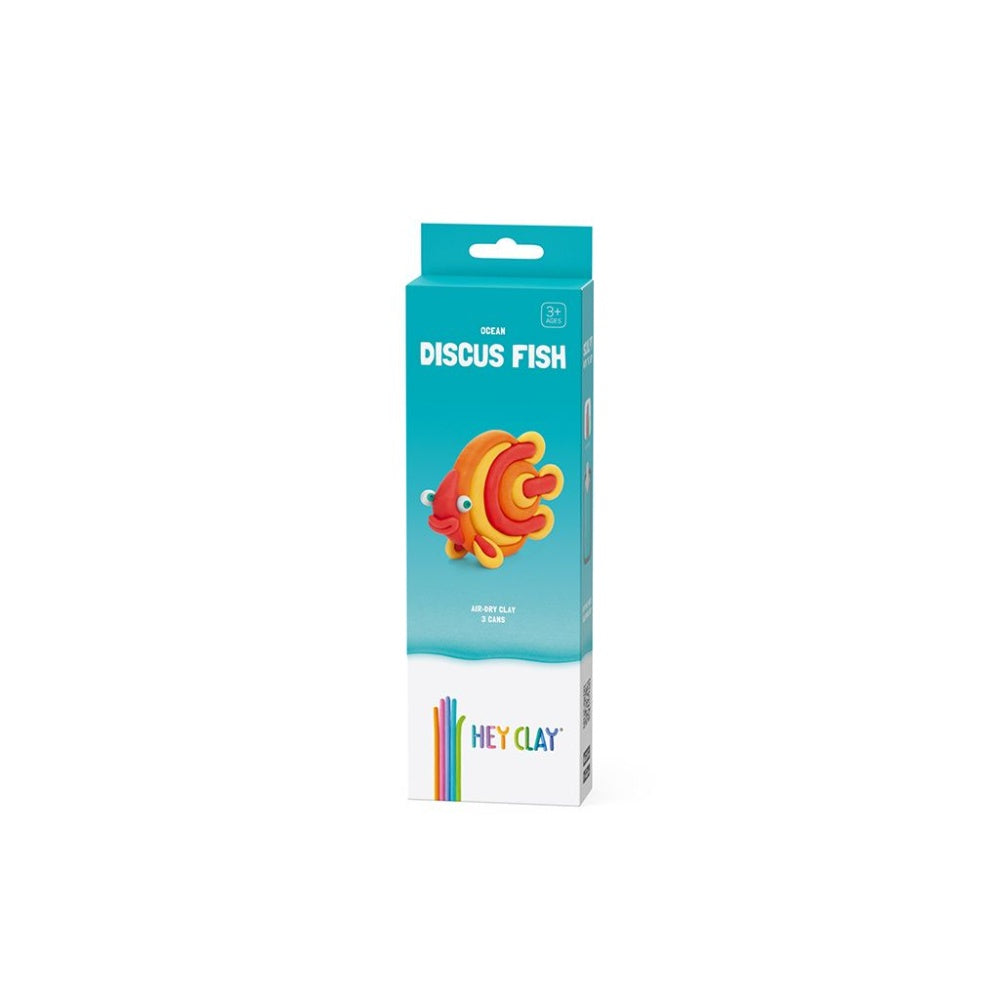 Hey Clay - Modelling Air-Dry Clay with Fun Interactive App - Discus Fish, series Ocean, 3 cans