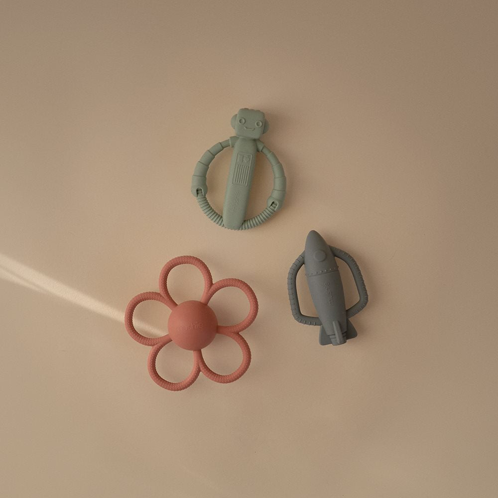 Mushie Sensory Rattle Teethers