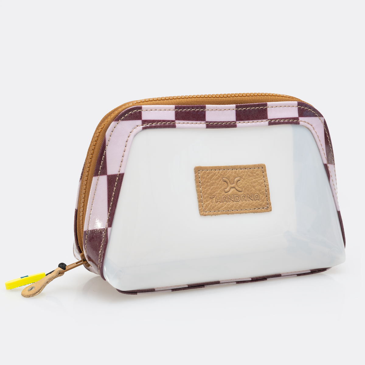 Thandana Jelly Clear View Beauty Case WHITE - Checkmate - Cherry