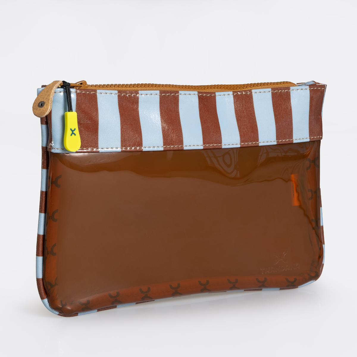 Thandana Jelly Clear View Essentials Pouch BROWN - Coastal Stripe