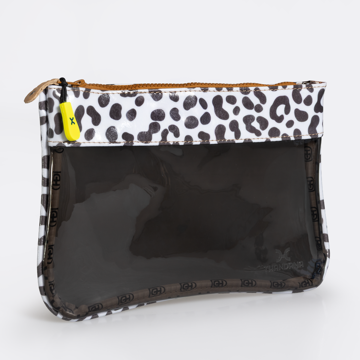Thandana Jelly Clear View Essentials Pouch BLACK - Cheetah - White