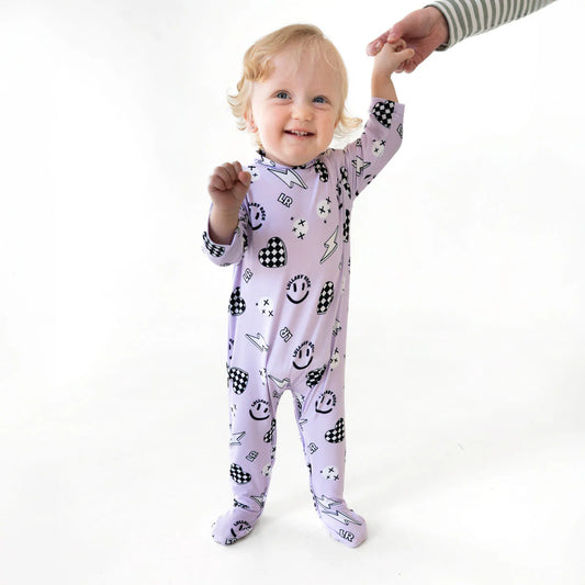 Lullaby Rock Good Vibes Only Onesie Lilac – Footed Baby Onesie - Motherhood