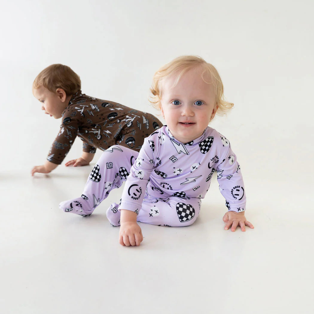 Lullaby Rock Good Vibes Only Onesie Lilac – Footed Baby Onesie - Motherhood