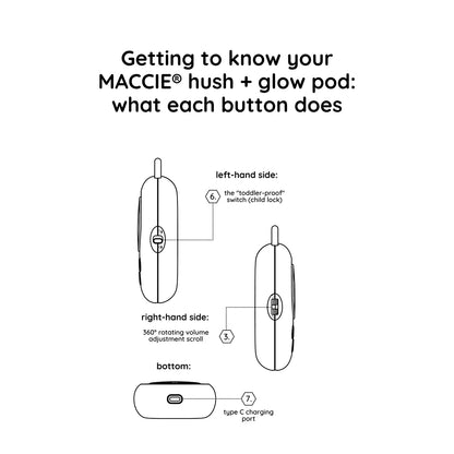 Maccie Hush + Glow Pod – Portable White Noise Machine for Baby Sleep - Motherhood