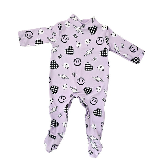 Lullaby Rock Good Vibes Only Onesie Lilac – Footed Baby Onesie - Motherhood