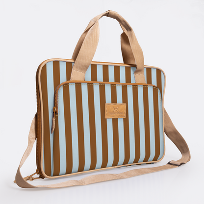 Thandana Slimline Laptop Bag Coastal Stripe - Blue