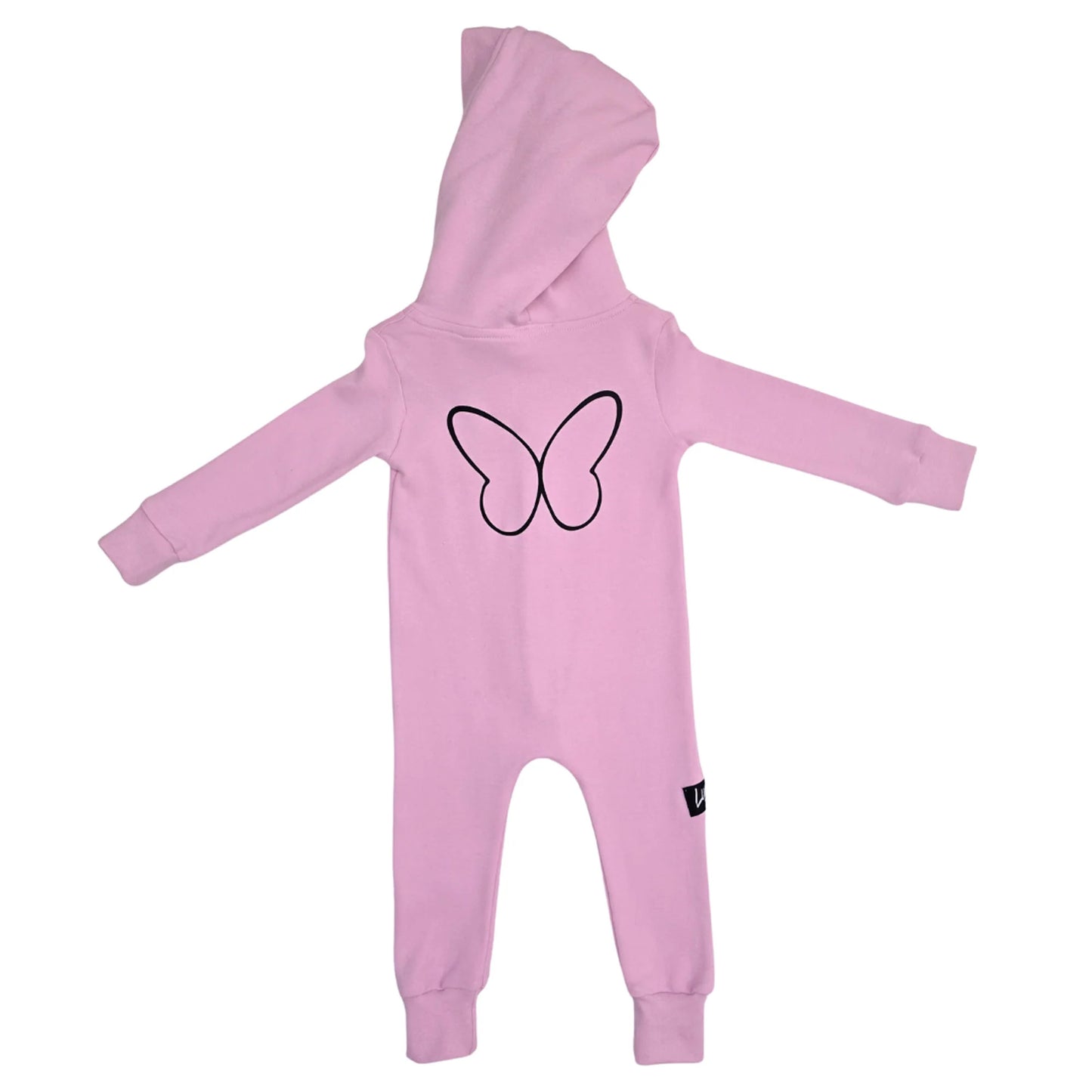 Lullaby Rock Butterfly Kisses Zip-Up Onesie – Baby Pink Hooded Fleece Onesie - Motherhood