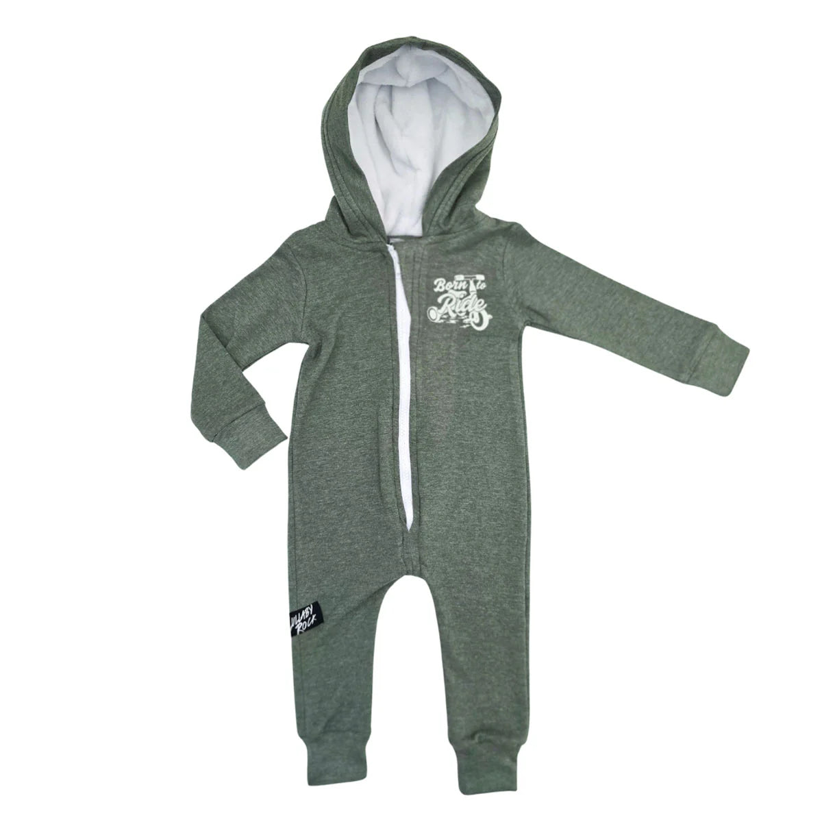 Lullaby Rock Born To Ride Zip-Up Onesie with Hood – Fleece Baby Onesie - Motherhood