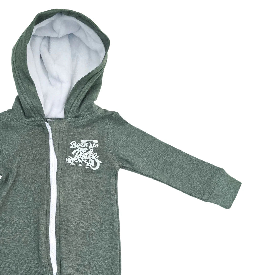 Lullaby Rock Born To Ride Zip-Up Onesie with Hood – Fleece Baby Onesie - Motherhood